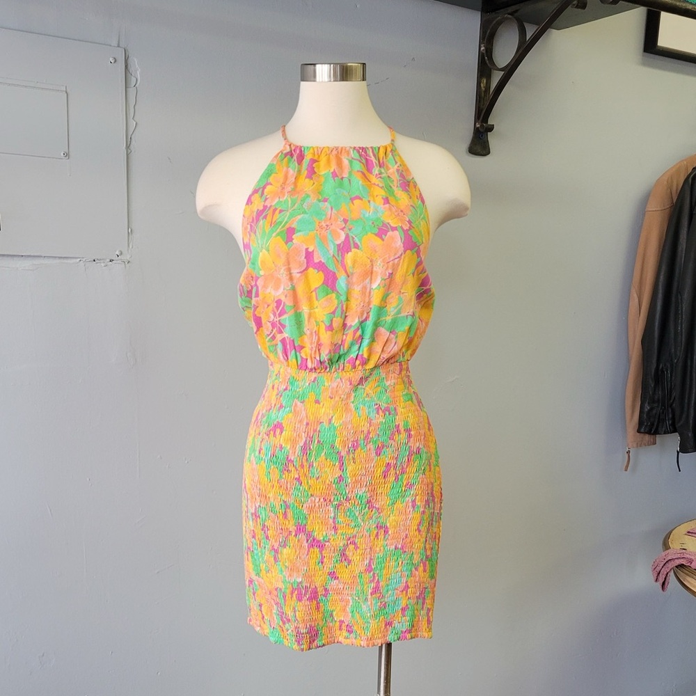 Floral Halter Neck Dress